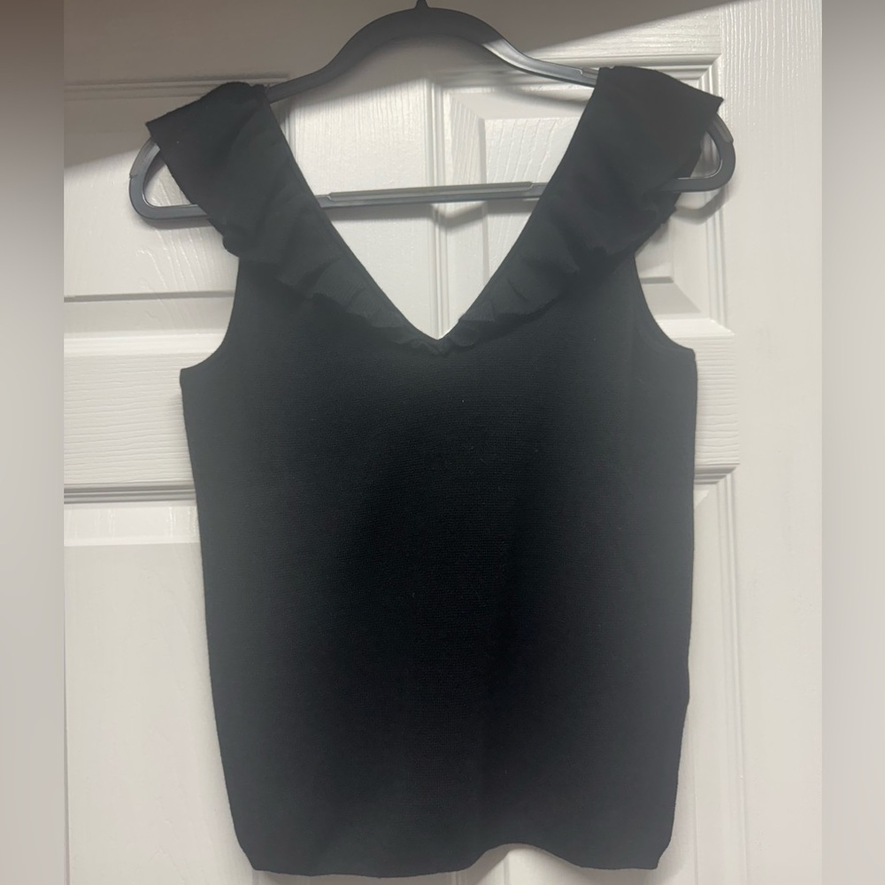 Madewell Ruffle Sweater Tank in Black, Size: S